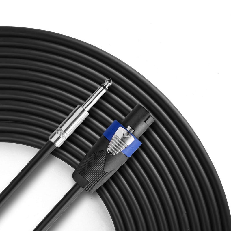 Yoico Pro 50 Feet Speakon to 1/4 Speaker Cable - 50 ft 12 Gauge Speakon to 1/4 Male Inch Audio Amplifier Connection Heavy Duty Cord - Single - Image 1
